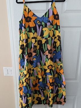 Roxy Floral Sundress in Black, Yellow, Orange, Blue, Purple
